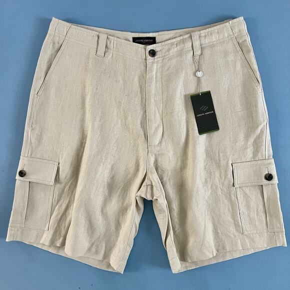 NWT Joseph Abbound Linen Tan Cream Cargo Shorts - Picture 1 of 6